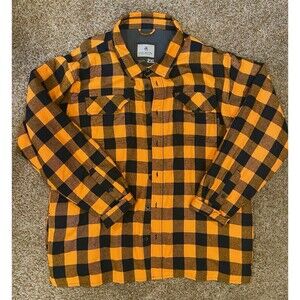 Legendary Whitetails Mens 2XL Orange Black Buffalo Plaid Flannel Shirt Thermal